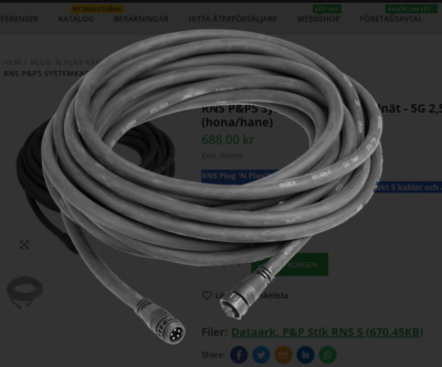 Systemkabel för sammankoppling av armaturer.